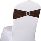 Spandex Chocolate Brown Chair Sashes 100 Pack Chair Bow Bands Silver Buckle by SINSSOWL
