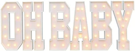 OH BABY Marquee Light-Up Letters, oh baby lettersg ender reveal decorations gender reveal decorations oh baby sign big letters (3FTOHBABY+Blue Pink Balloon) by Unknown