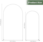 Wedding Arch Backdrop Stand Set of 2, White Metal, 7.3FT & 6FT - Image 2