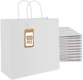 PAICUIKE 100Pcs White Kraft Paper Bags with Handles, 11x6x11 Inch Large Shopping Gift Bags for Valentine’s Day, Retail, Parties, Weddings, Birthdays, Gift Packaging by PAICUIKE