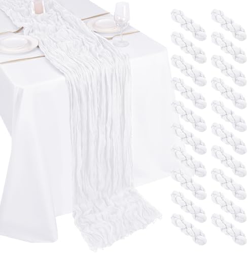 20 Pack Cheesecloth Table Runner - 17x108 Inch White Boho Gauze Cheese Cloth Table Runners for Baby Bridal Shower Decoration Wedding Party Summer Garden Farmhouse by Unknown