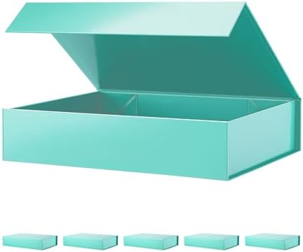 PACKHOME 6 Green Gift Boxes 11.5x8x2.5in with Magnetic Lids for Shirt by PACKHOME