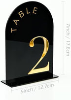 Black Arch Wedding Table Numbers 1-20, Gold Numbers and Stands - Image 2