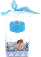 Keepsake Figurine 12 pcs Baby Boy on Blue Baby Bottle | Awesome Decorations or Party Favors | for Pregnancy Announcements, Gender Reveals, Birthday and Special Celebrations by MEGA+FAVORS