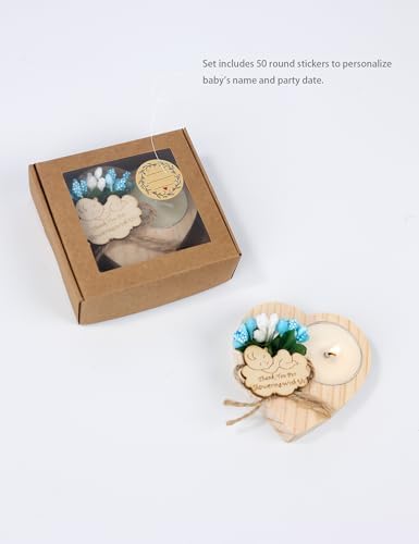 50 Piece Wooden Candle Holders, Baby Shower Party Favors for Boy,Baptism Candle Favors,Baby Christening Favors for Guests. (Blue) - Image 4