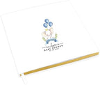 Andaz Press Personalized Baby Shower Guestbook with Gold Accents, Baby Elephant with Blue Balloons Custom, White Guest Sign In Registry 120 Pages 8.5 X 8.5 Memories Book for DIY Scrapbook, Photo Album by AndazPress