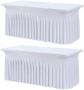 Spandex Tablecloth 6FT Rectangle Table Cover 2 Pack White Wrinkle-Free by Outpain
