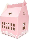 Karentology 30 Pcs Cottage House Cookie Boxes with Window & Business Card Holder, Blush Pink, 4 x 4 x 6 in Bakery Gift Boxes for Treats, Desserts, Party Favors & Realtor Pop By Gifts by Karentology