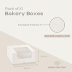 Pack of 10 Cake Boxes with Window (8.26" x 8.26" x 3.93") - Ideal for Cake 8 inch, Bakery and Cookie, White Leather - Image 2