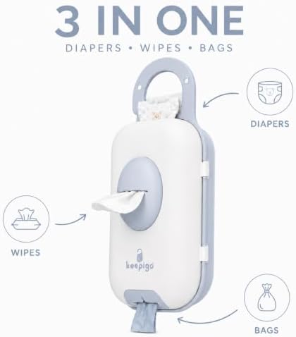 Diaper Bag Wipe Dispenser Blue | 3-in-1 Portable Diaper Caddy Organizer, Baby Wipe Holder with Disposable Bags | Baby Essentials for Newborns, Toddlers, Travel & Baby Shower Gifts - Image 2