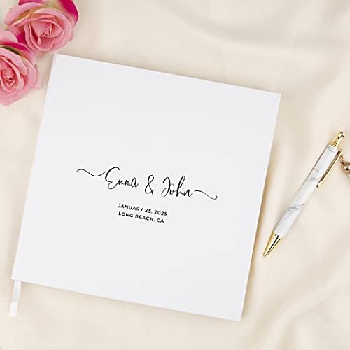 Andaz Press Personalized Wedding Guestbook with Gold Accents, Modern Classic Script White Guest Sign in Guest Registry 120 Pages 8.5 X 8.5 Memories Book for DIY, Scrapbook, Photo Album - Image 2