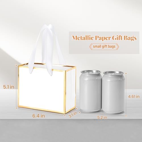 EQOREIIN 50 Pcs Metallic Paper Small Gift Bags with Handles & Tissue Paper - Image 2