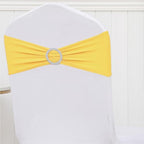 50 Pack Spandex Yellow Chair Sashes Bows Stretch Chairs Bands with Buckles Universal Elastic Chair Ties for Party Celebration Engagement Anniversary Ceremony Events Wedding Decorations - Image 6