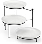 MALACASA Round 3 Tier Serving Tray, 10 Inch White Porcelain Dessert Stand by MALACASA