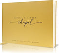 Personalized Guest Book - 11.5" x 8.5" Custom Bride & Groom Names with Bookmark and Hard Cover 140 GSM Blank Pages, for Weddings Guest Book, Engagements, Birthdays, Special Events, Gold by ModernAlbumDesigns