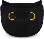 Cute Black Cat Round Basket - Cotton Rope Baskets Large Baby Laundry by Hkojewp