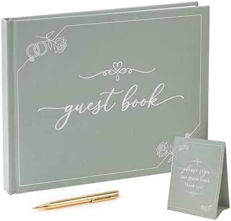 Wedding Guest Book Sage Green Linen Photo Guestbook by Unknown