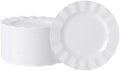72 Pack White Plastic Plates, 7" Disposable Wave Edge Dessert Plates by NZVCNTableware
