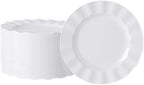 72 Pack White Plastic Plates, 7" Disposable Wave Edge Dessert Plates by NZVCNTableware