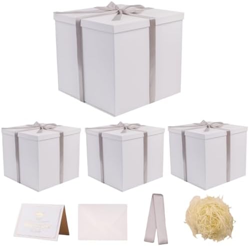 UoeRing 4 Pcs Large Gift Box Matte White 12x12x11 Inch with Lid by Unknown
