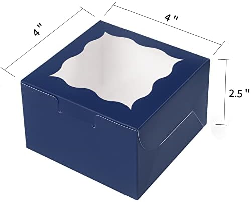 KPOSIYA 120pcs Small Cookie Boxes with Window, 4x4x2.5 Blue Bakery Box - Image 4