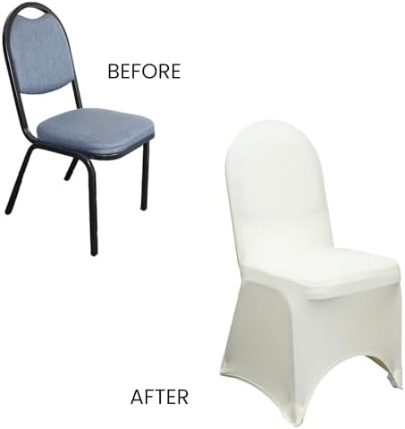 YOUR CHAIR COVERS - 50 Pack Stretch Spandex Banquet Chair Cover - Ivory, Wedding Slip Covers, Premium Quality Chair Cover - Image 5