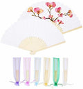 60 Pcs White Paper Hand Fans Foldable with 6 Colors Organza Bag by DDLFFRS