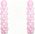 2‑Set Macaron Pink White Balloon Column Kit for Birthday Baby Shower Party by KINNOGOLDLEAF