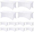 Fixwal 12 Pack 6FT White Tablecloth Rectangle Spandex Fitted Table Cover by Fixwal