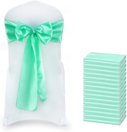 MDS® Pack of 200 Satin Chair Sashes for Wedding & Events – Mint by MDS