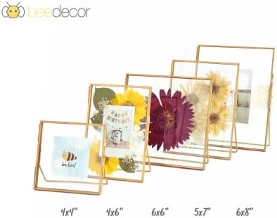 Beedecor Double Glass Frame for Pressed Flowers, Polaroid photos and Artwork,Gold 4x6 Standing Metal Picture Frames, Home Decor Photo Display, Set of 2 Pressed Flower Frames with Stand - Image 5