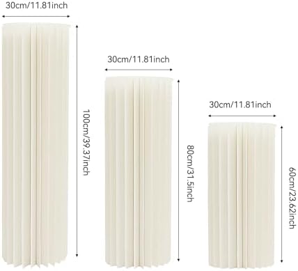 3Pcs Cylinder Stands for Party Foldable Cardboard Centerpiece Display Round Stands Centerpiece Cake Pedestal Stand 55-66LBS for Wedding Party Birthday Decor 60/80/100cm High (3Pcs-1) - Image 7