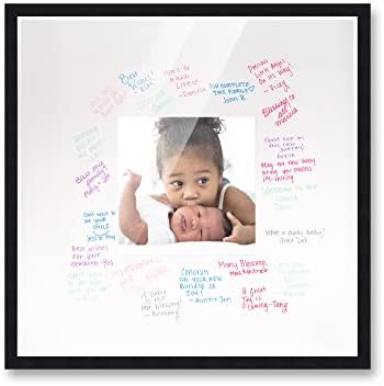 Poster Palooza 24x24 Black Autograph & Signature Picture Frame With White Square Opening Photo Mat for 8x8 Pictures - With Pens, UV Acrylic & Foamboard Backing by PosterPalooza