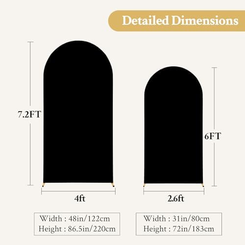 Black Arch Backdrop Cover 7.2FT 6FT Spandex Arch Covers Stretchy Backdrop Set of 2, Double-Layer Wrinkle Free Wedding Arch Stand Cover Party Backdrop Curtains for Baby Shower Birthday Party Decoration - Image 6
