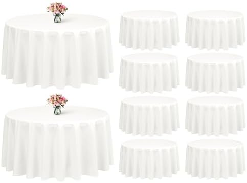 Showgeous 120 Inch Ivory Round Tablecloths, Polyester Table Covers by Showgeous