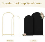 Black Photo Arch Backdrop Cover Set of 2 Spandex 7.2 and 6ft Black Arch Covers Stretchy Backdrop Party Arch Stand Covers for Birthday Baby Shower Wedding Bridal Shower Banquet Background Decorations - Image 3