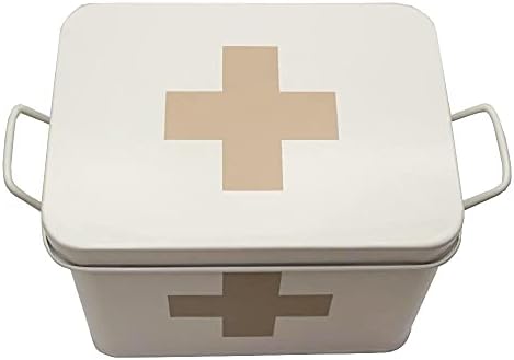 Lassos Boutique Retro Enameled First Aid Box for Medicine Storage and Home Decor with Lid and Removable Tray - Image 5