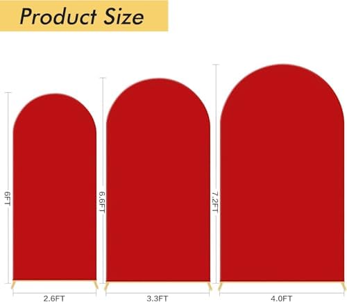 Gawicpy Wedding Arch Backdrop Stand Set Metal Arch Backdrop Stand with Wedding Arch Cover, Wedding Balloon Arch Backdrop Stand for Birthday, Baby Shower, Anniversary (Red, 5.9FT+6.6FT+7.2FT) - Image 3