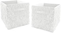 Sweet Jojo Designs White Floral Rose Foldable Fabric Storage Cube Bins Boxes Organizer Toys Kids Baby Childrens - Set of 2 - Solid Flower Luxurious Elegant Princess Boho Shabby Chic Luxury Glam Roses by SweetJojoDesigns