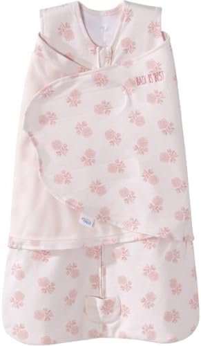HALO 100% Cotton Sleepsack Swaddle, 3-Way Adjustable Wearable Blanket, TOG 1.5, Watercolor Rose Toss Blush, Small, 3-6 Months by HALO