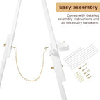 VISWIN 63" White Easel Stand for Wedding Signs, Adjustable Wooden Display Easel with Holder, Tripod Floor Easel for Welcome Board, Poster, Picture, Photos, Paintings - Image 3