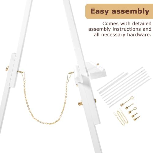 VISWIN 63" White Easel Stand for Wedding Signs, Adjustable Wooden Display Easel with Holder, Tripod Floor Easel for Welcome Board, Poster, Picture, Photos, Paintings - Image 3