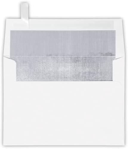 LUXPaper A7 Foil Lined Invitation Envelopes | Peel & Press | 5 1/4" x 7 1/4" | White w/Silver LUX Lining | 60lb. Text | 250 Qty by LUXPaper
