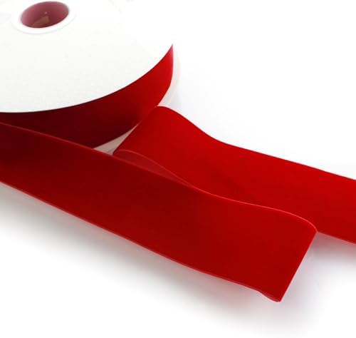 2" Velvet Ribbon Single Sided Soft Plush Luxury Craft Trim for Hair Bows Sewing Gift Wrapping Decorations Floral Arrangements and DIY Projects (Red, 25 Yards) - Image 3