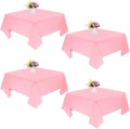4 Pack Square Table Cloth 52x52 Inch Pink Tablecloth Machine Washable Fabric Polyester Table Cover for Dining, Buffet Parties, Picnic, Events, Weddings and Restaurants（Pink） by JALANCY
