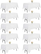 DRESSMAKER 10 Pack White Table Cloth Rectangle 60X102 Inch Fit 6FT Table by Dressmaker