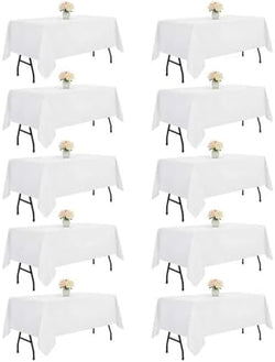 DRESSMAKER 10 Pack White Table Cloth Rectangle 60X102 Inch Fit 6FT Table by Dressmaker