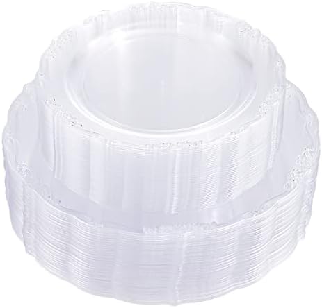 U-QE 100 Pieces Clear Plastic Plates - Clear Disposable Plates by U-QE