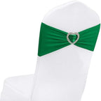 Emerald Green Chair Sashes 50 Pack Spandex Dark Green Sashes for Chairs Covers Universal Stretch Chair Sashes Band with Heart Buckle Slider for Wedding Banquet Party Decorations by Unknown