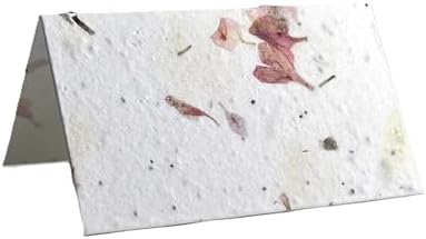 Of The Earth Handmade Paper - Wildflower Seed Paper Folding Escort Card - Place Card/Name Card/Gift Card - 3.5" x 4" - Set of 24 (24s Pink Petal) by OfTheEarth